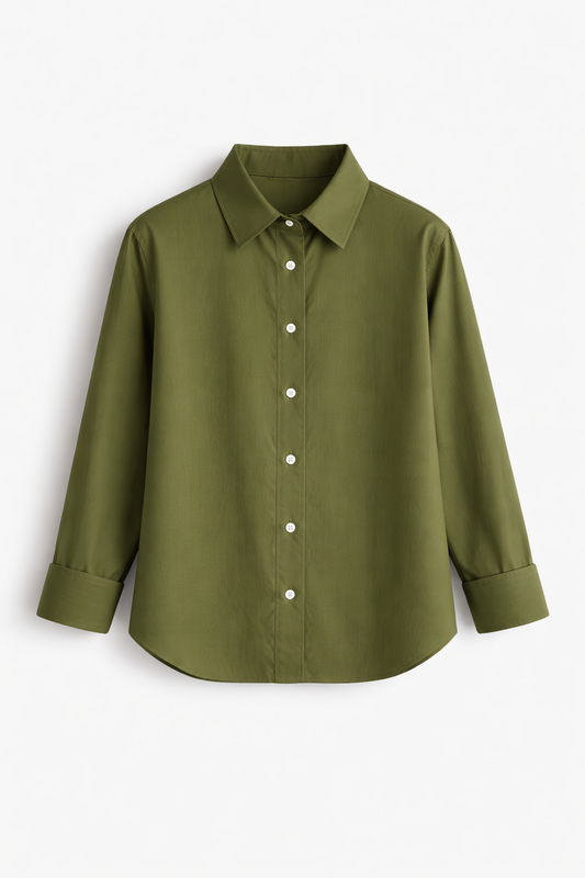 Matcha Mousse | Cotton Linen Shirt | Olive Green Color