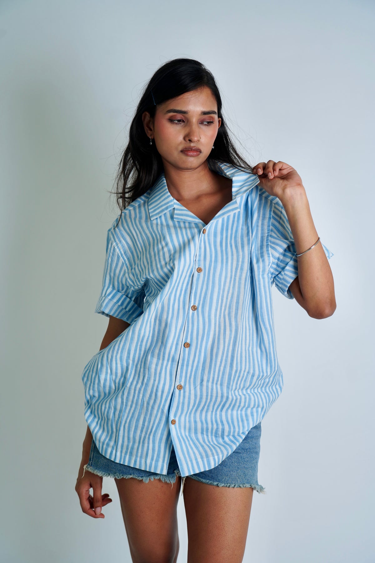 Peppermint Half Sleeve Shirt | Pure Cotton
