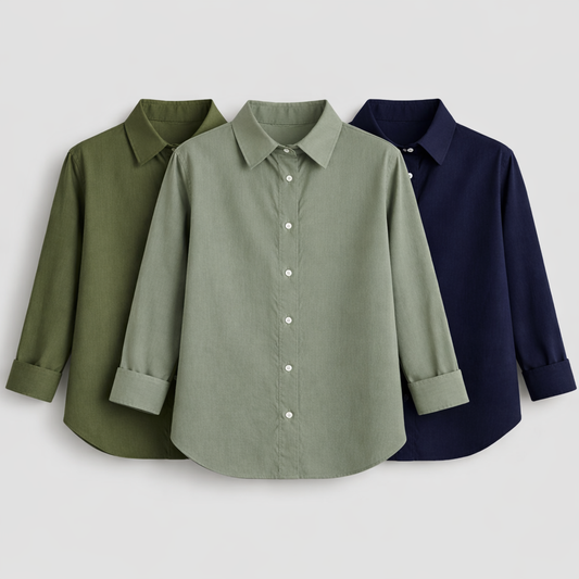 The Classic Shirt Collection I | Cotton Linen Shirts | Olive Green, Sage Green, Navy Blue