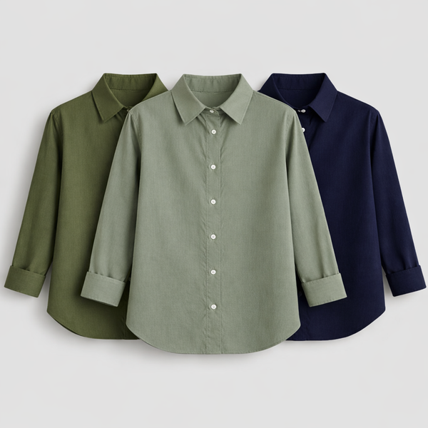 The Classic Shirt Collection I | Cotton Linen Shirts | Olive Green, Sage Green, Navy Blue