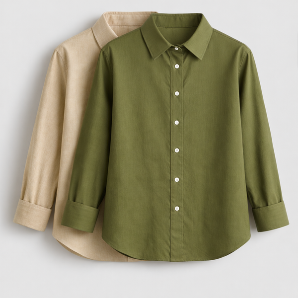Pack of 2 | Cotton Linen Shirts | Warm Beige and Olive Green