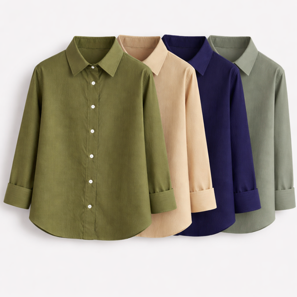 The Full Set | Cotton Linen Shirts | Warm Beige, Olive Green, Sage Green and Navy Blue