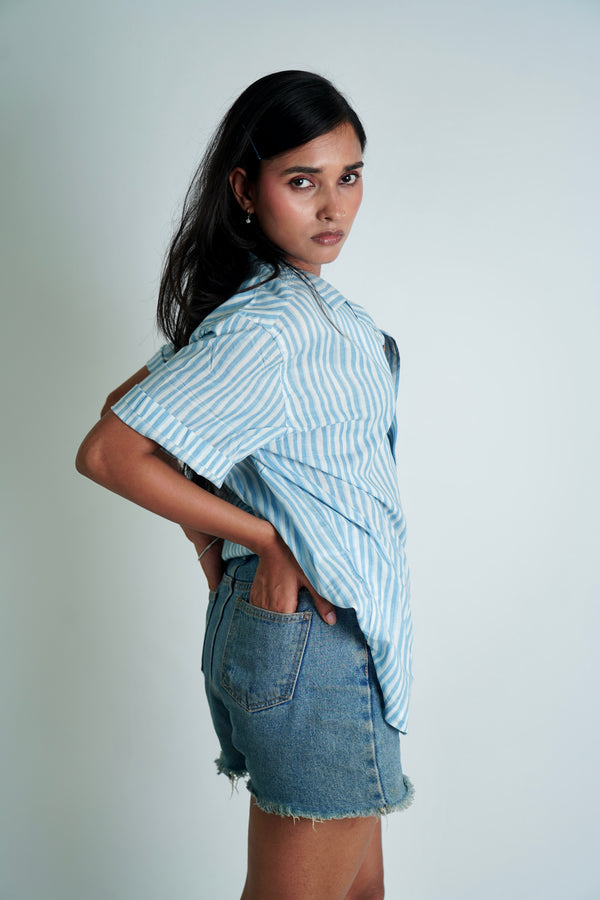 Peppermint Half Sleeve Shirt | Pure Cotton