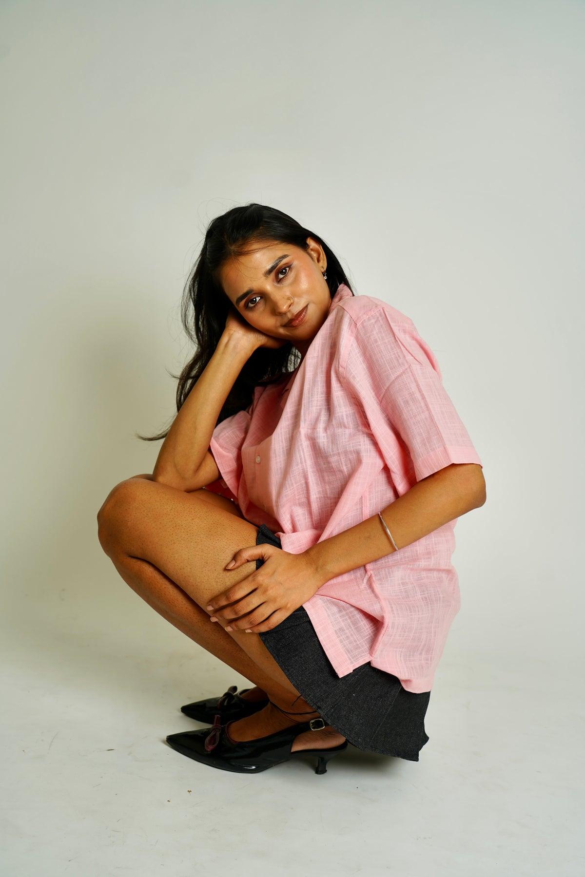 Pink Half Sleeve Shirt | Cotton Linen