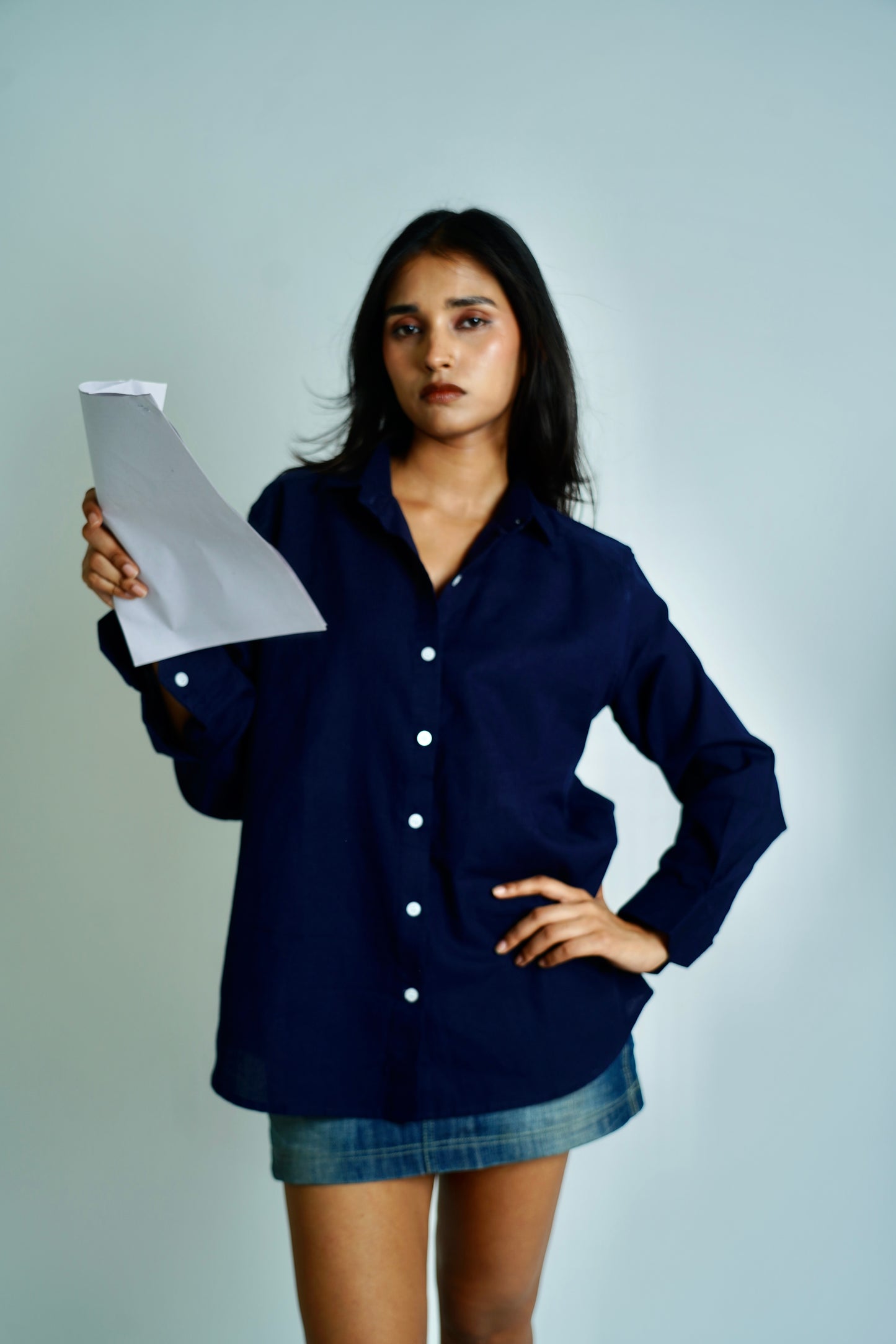 Pack of 2 | Cotton Linen Shirts | Olive Green and Navy Blue